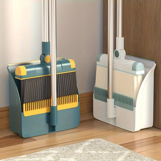1set, Broom Dustpan Set Combination, Thickened Rotatable Foldable Stainless Steel Rod Strong ,And Durable Soft Hair Sweeping Broom Plastic, Cleaning Supplies for Indoor,broom and dustpan set,local warehouse ,household items